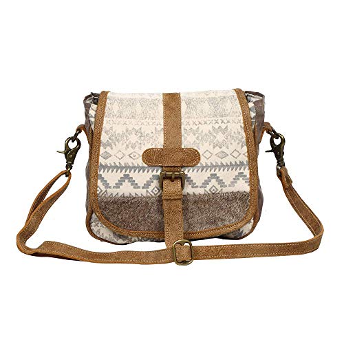 Myra Bag Patterns Flapover Upcycled Canvas and Cowhide, Brown, Size One Size, 7