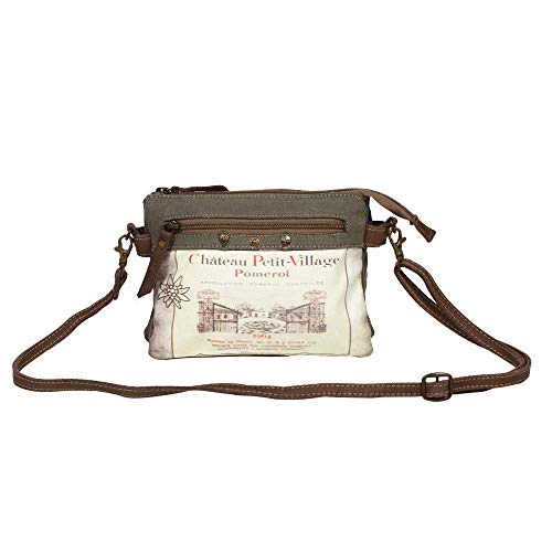 Myra Bag Pomerol 1964 Upcycled Canvas & Leather Small Crossbody Bag S-1241 , Brown , One Size
