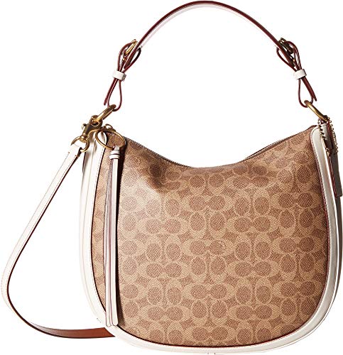 COACH Coated Canvas Signature Sutton Hobo Tan/Chalk/Brass One Size
