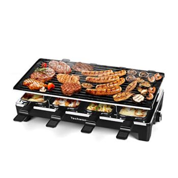 Techwood Raclette Table Grill, Electric Indoor Grill Korean BBQ Grill, Removable 2-in-1 Non-Stick Grill Plate, 1500W Fast Heating with 8 Cheese Melt Pans, Ideal for Parties and Family Fun | The Storepaperoomates Retail Market - Fast Affordable Shopping