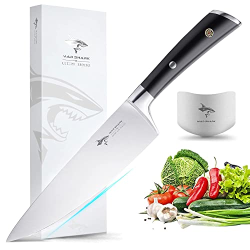 MAD SHARK Pro Kitchen Knife, 8 Inch Premium Chef Knife, German High Carbon Stainless Steel Ultra Sharp Chef’s Knife with Ergonomic Handle & Gift Box, Perfect for Chopping Meat, Fish, Fruit, Vegetable