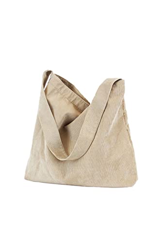 Danling&Unique Women/Girls Corduroy Large Capacity Tote Bag Shoulder Bag Fashion Hobo Bag Casual Shopping Bag Handbag khaki