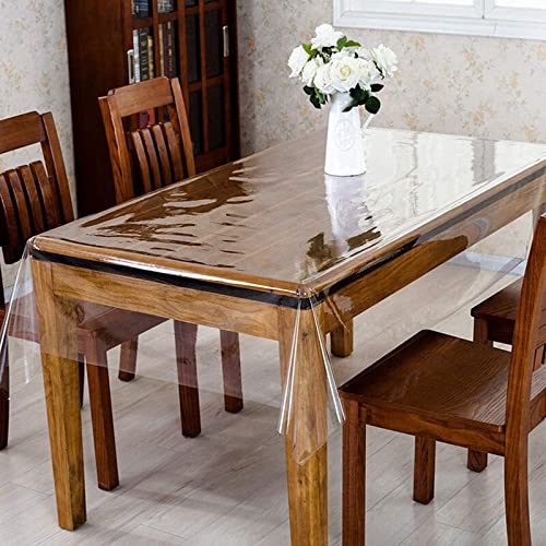 DiamondHome Clear_Transparent Tablecloth Heavy Duty Kitchen Table TOP Cover Water Proof Hard Plastic Vinyl Spills Protector (60″ x 90″)