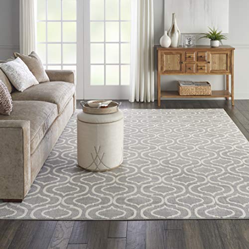 Nourison Jubilant Trellis Grey 7’10” x 9’10” Area Rug, Easy -Cleaning, Non Shedding, Bed Room, Living Room, Dining Room, Kitchen (8×10)