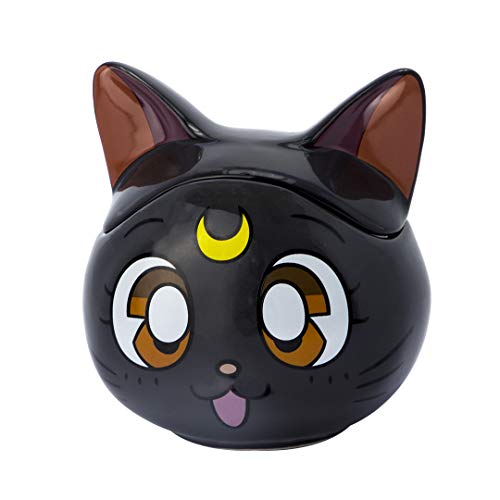 ABYstyle Sailor Moon Luna 3D Ceramic Coffee Tea Mug 11.5 Oz. With Removable Lid Anime Manga Drinkware Home & Kitchen Essential Gifts