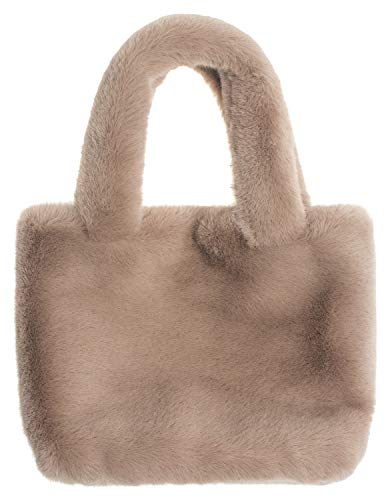 AnnaKastle Womens Soft Eco Fur Fluffy Mini Tote Bag Purse