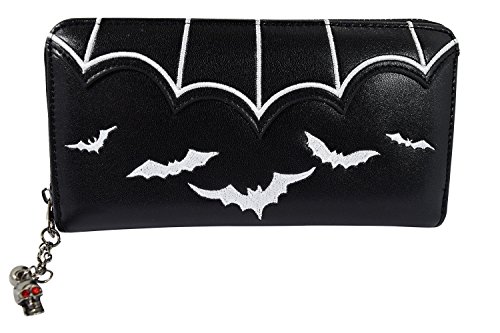 Lost Queen Witch Gotham Knight Bat Attack Bat Logo Zip Around Wallet (White)