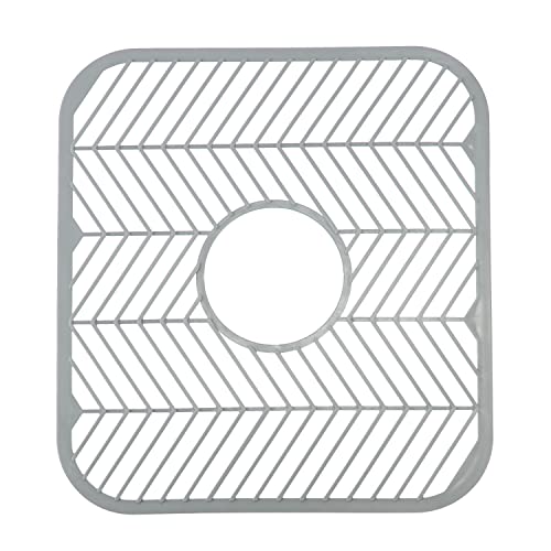 Kitchen Details Grid, Protects Dishware Plastic Sink Mat, 12″x 11″x 0.4″, Assorted: White or Grey