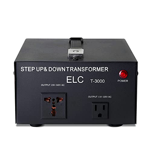 ELC T Series 3000+ Watt Voltage Converter Transformer – Step Up/Down – 110v to 220v / 220v to 110v Power Converter – Circuit Breaker Protection, CE Certified [3-Years Warranty]