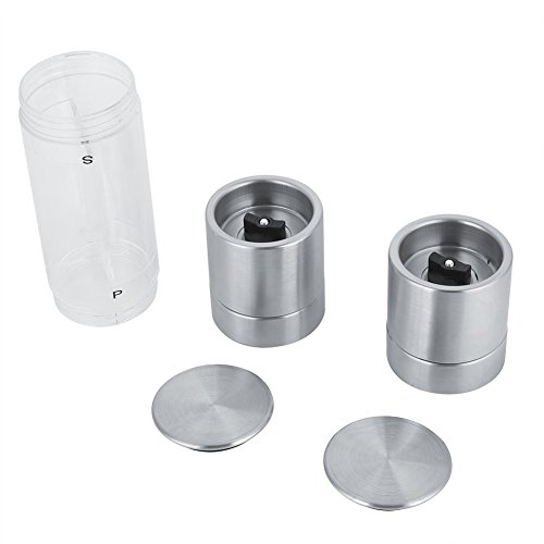 Food Grinder Stainless Steel 2 in 1 Manual Pepper Grinder Kitchen Mill Tools Salt Pepper Rice Milling Tool Kitchen Cooking Tool for Home Restaurant