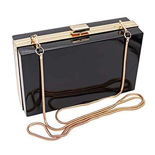 L-COOL Cute Acrylic Shoulder Bag Crossbody Bag Evening Clutch Handbag With Gold Snake Chain(2 Chains) For Women (Black)