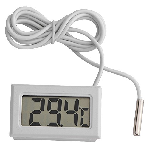 Mini Digital Thermometer, Range -40℃ to 70℃ Centigrade(℃) LCD Large Number Display Digital Thermometer with 1.5m Sensor Cable for Home Office Kitchen Jars Incubators