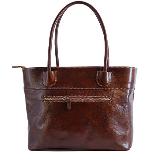 Floto Napoli Italian Leather Women’s Shoulder Bag Handbag Purse (Vecchio Brown)