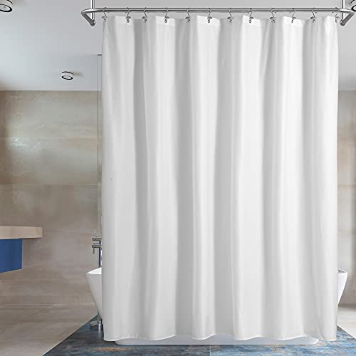 Barossa Design Waterproof Fabric Shower Curtain or Liner Microfiber – Soft Cloth & Hotel Quality, Machine Washable White Shower Curtain Liner for Bath Tub, 72×72 Inches