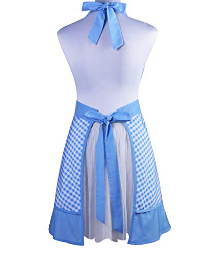 Cute Lovely Unique Design Women Girls Ladies Retro Apron with Chic Pocket for Cooking Kitchen, Blue | The Storepaperoomates Retail Market - Fast Affordable Shopping
