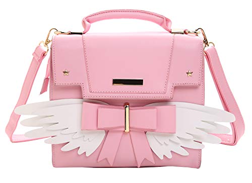JHVYF Women’s Cute Wings Bow Top Handle Cross Body Shoulder Bags Girls Handbag Pink 354343