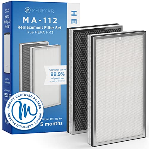 Medify MA-112 Genuine Replacement Filter | for Allergens, Wildfire Smoke, Dust, Odors, Pollen, Pet Dander | 3 in 1 with Pre-filter, H13 HEPA, and Activated Carbon for 99.9% Removal | 1-Pack