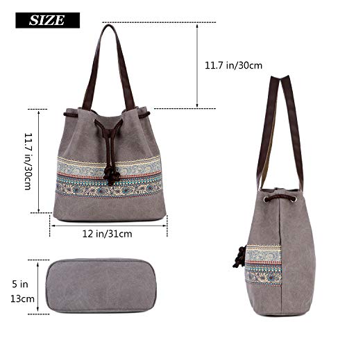 ArcEnCiel Canvas Tote Bag for Women Shoulder Purse Beach Handbags Work School Travel Shopping Pack (Gray) | The Storepaperoomates Retail Market - Fast Affordable Shopping