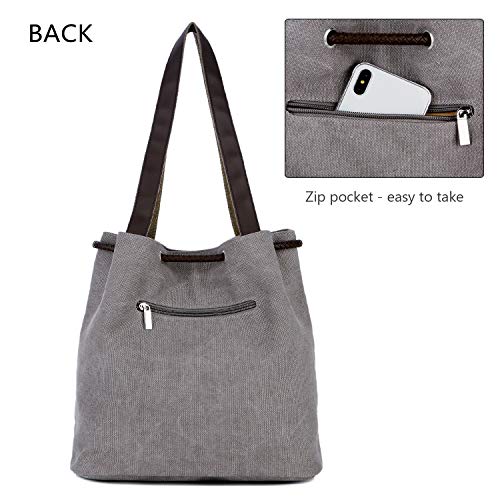 ArcEnCiel Canvas Tote Bag for Women Shoulder Purse Beach Handbags Work School Travel Shopping Pack (Gray) | The Storepaperoomates Retail Market - Fast Affordable Shopping