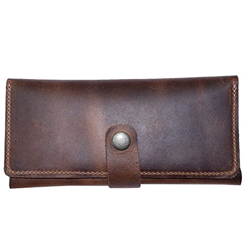 Hide & Drink, Leather Folio Wallet, Holds Up to 4 Cards Plus Flat Bills & Coins / Bifold / Minimalist / Travel / Case / Pouch / Stylish / Vintage, Handmade :: Bourbon Brown