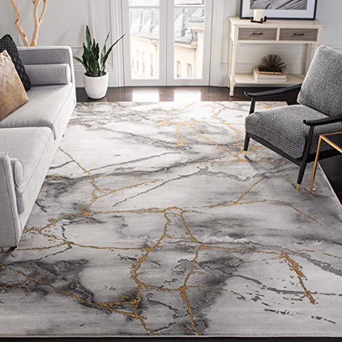 SAFAVIEH Craft Collection 5’3″ x 7’6″ Grey / Gold CFT877F Modern Abstract Non-Shedding Living Room Bedroom Dining Home Office Area Rug