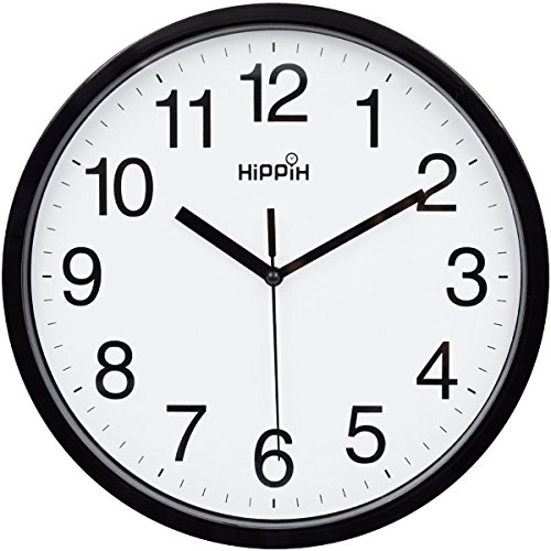 Yoobure 10 Inch Silent Quartz Decorative Wall Clock Non-Ticking Classic Digital Clock Battery Operated Round Easy to Read Home/Office/School Clock
