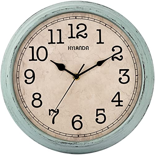 HYLANDA 12 Inch Vintage/Retro Wall Clock, Silent Non-Ticking Decorative Wall Clocks Battery Operated with Large Numbers&HD Glass Easy to Read for Kitchen/Living Room/Bathroom/Bedroom/Office