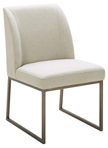 Amazon Brand – Rivet Contemporary Dining Chair with Brass Metal Base, 34″H, Chalk