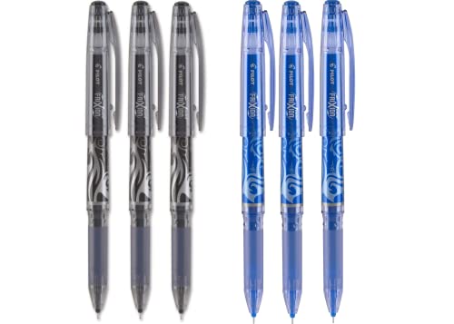 PILOT FriXion Point Erasable & Refillable Gel Ink Pens, Extra Fine Point, Blue Ink, 3 Black and 3 Blue | The Storepaperoomates Retail Market - Fast Affordable Shopping
