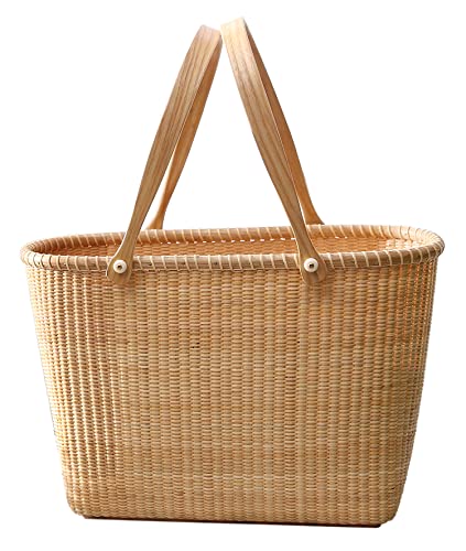 Teng Tian handmade Cane-on-cane weave with handles basket Bread for storage sewing kit picnic baskets storage baskets woven rectangular storage baskets organizer