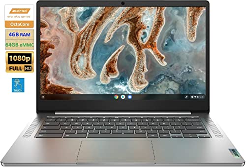 Newest Lenovo Chromebook 14″ FHD Touchscreen Laptop for Business,Student, Octa-Core MediaTek MT8183, 4GB RAM, 64GB eMMC+64GB Card, WiFi, Webcam, 10+ Hours Battery, Chrome OS, Arctic Grey, TECL Bundle