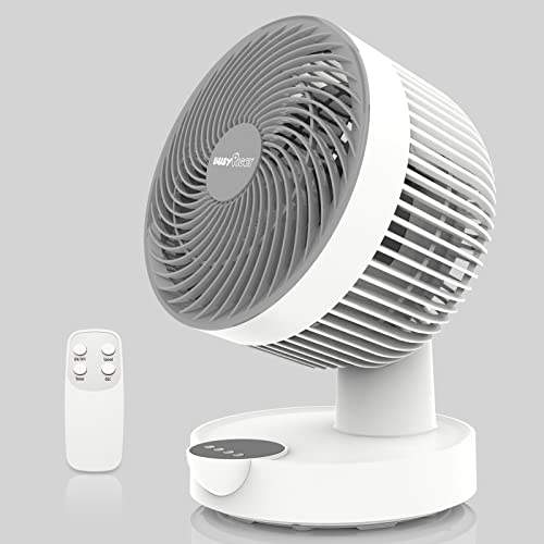 BUSYPIGGY Air Circulator Fan – 8 Inch Small Desk Fan, Quiet Oscillating Fan, Personal Fan with Timer, with Remote Control Function and 3 Speeds Suitable for Bedroom, Home, Office