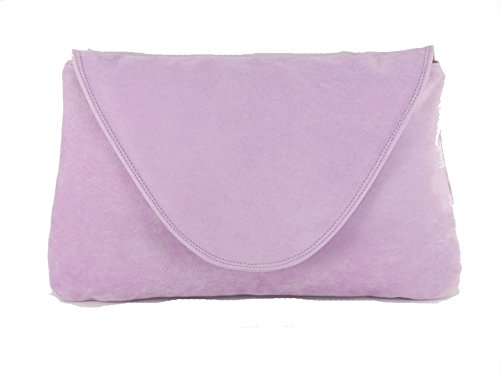 LONI Womens Attractive Large Faux Suede Clutch Bag/Shoulder Bag Wedding Party Occasion Bag in lilac