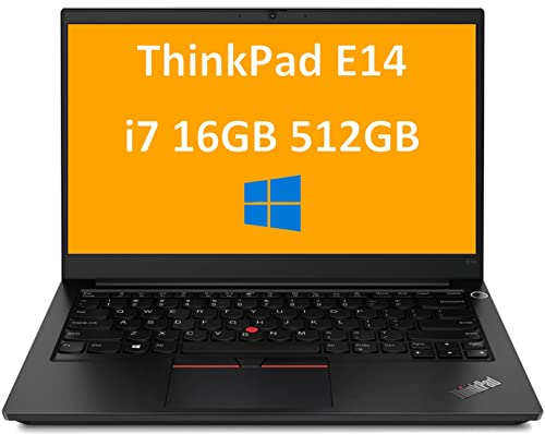 Lenovo ThinkPad E14 14″ FHD (Intel 4-Core i7-1165G7, 16GB RAM, 512GB SSD) Full HD 1080p IPS Business Laptop, Thunderbolt 4, Backlit, Webcam, Fingerprint, Long Battery, Windows 10 / 11 Pro – 2022