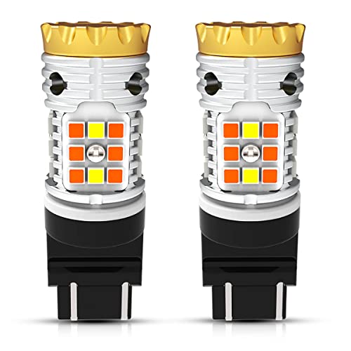 LASFIT 4257 LED Bulb Switchback for 2022 Maverick XL XLT Front Turn Signal Canbus Ready Built in Resistor Amber Blinker White Daytime Running Light DRL (2 Pack )