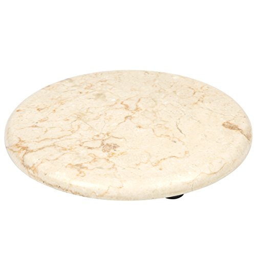Creative Home Genuine Champagne Marble 8″ Round Trivet, Cheese Serving Board