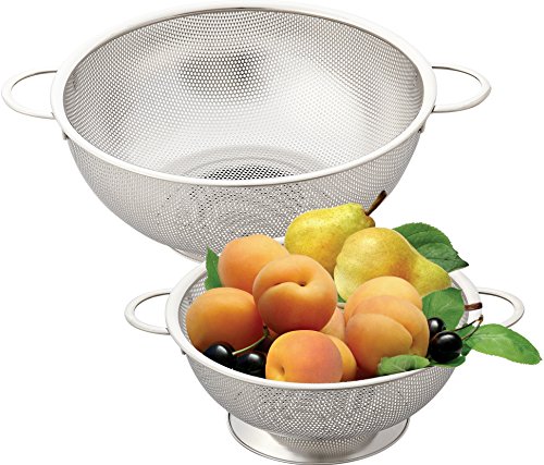 Cook N Home 2-Piece Micro-Perforated Stainless Steel Colander Set, 3 and 5 Quart