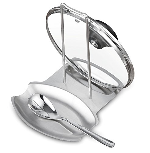 Cook N Home Stainless Steel lid and spoon rest, 7.2″ x6″ x 7.8″