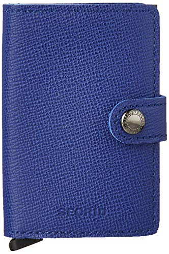 Secrid Women Mini Wallet Genuine Leather crisple RFID Safe Card Case for max 12 cards (Blue Black)