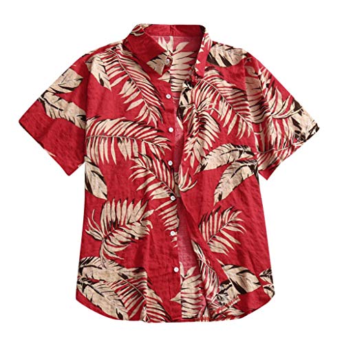 ZNNE Short Sleeve Hawaiian Shirts for Men, Summer Printed Tops Regular-Fit Casual Loose Beach Button Down Aloha Shirt Mens Christmas Shirts Golf Shirts Ping Golf Shirts for Men Polo Shirts for Men