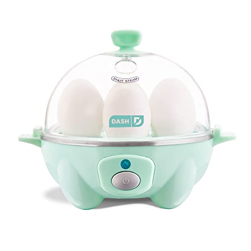 DASH Rapid Egg Cooker: 6 Egg Capacity Electric Egg Cooker for Hard Boiled Eggs, Poached Eggs, Scrambled Eggs, or Omelets with Auto Shut Off Feature – Aqua, 5.5 Inch (DEC005AQ)