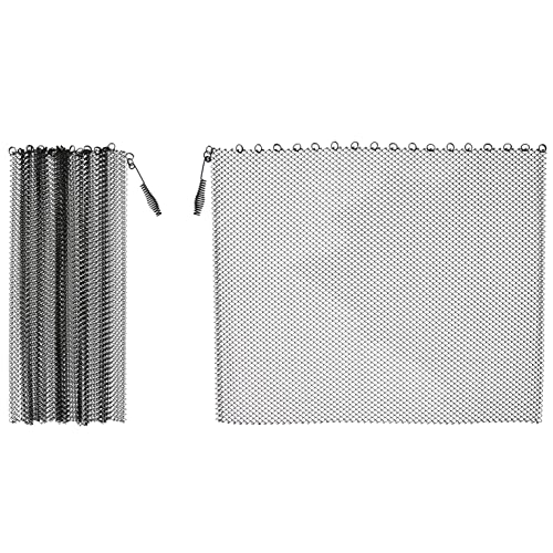 LegendFlame Fireplace Mesh Screen Curtain 22” High, Two 24″ Wide Panels, Black Matte, SP62-22