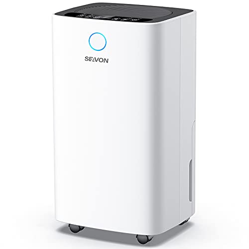 30 Pint Dehumidifiers for 2000 Sq. Ft Home Basements with Drain Hose, SEAVON Dehumidifier with Auto and Manual Drainage, 12 Hours Timer, Child Lock, Dry Clothes, Intelligent Humidity Control for Bedroom, Bathroom, Laundry Room, Office