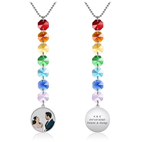 Personalized Master Colorful Glass Pendants Photo Ornament Sun Catcher Hanging Decor Custom Photo Hanging Crystal Pendants for Car, Home, Office,Garden Decoration