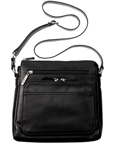 Giani Bernini Nappa Leather Front Zip Cross-body – One Size | Black/Silver