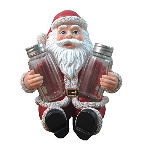 DWK Santa Claus Spice Holder Figurine with Refillable Salt and Pepper Shakers 3 Piece Set | Christmas Salt and Pepper Shakers | Christmas Kitchen Set – 6″