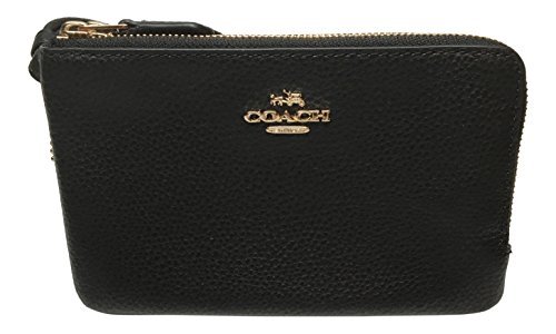 COACH Boom 02 Pebbled Leather Double Corner Zip, Black, One Size