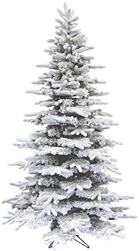 Fraser Hill Farm 7.5-Ft. Flocked Mountain Pine Christmas Tree, White