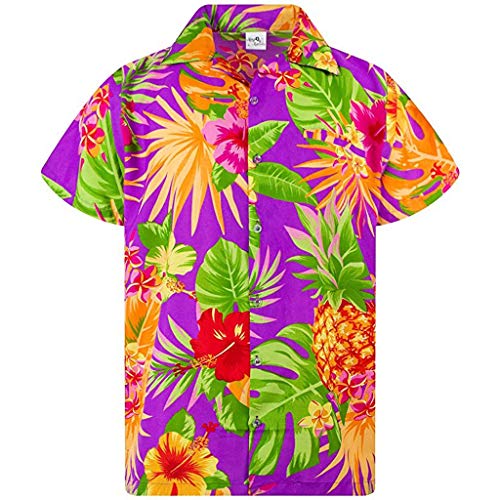 ZNNE Hawaiian Shirt for Men, Men’s Summer V Neck Shirts Casual Loose Floral Print Short Sleeve Button Up Lapel Tops Mens Christmas Shirts Golf Shirts Ping Golf Shirts for Men Polo Shirts for Men