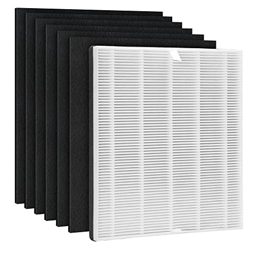 FMDZFL MD1-0022 Replacement Filter Sets, Compatible with Vornado modles AC300, AC350, AC500, AC550, PCO200, PCO300, PCO375DC, PCO500, and PCO575DC . (6) Activated Carbon Pre-filter MD1-0023+(1)True HEPA Filter MD1-0022.